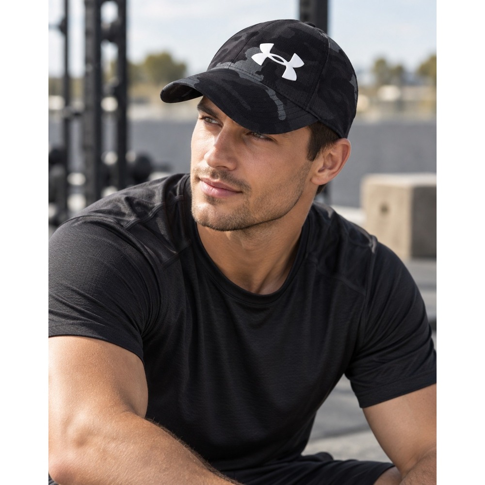 Under Armour Baseball Cap M/L Black Grey Camo Tactical UA Classic Fit Hat #1559